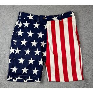 LoudMouth Golf Shorts American Flag Mens 34 Red White Blue Stars Patriotic USA